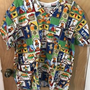 Peaches Fall Harvest Scrub Top Size 2XL